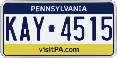 PA license plate KAY4515