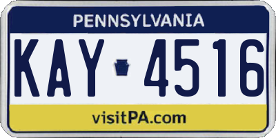 PA license plate KAY4516
