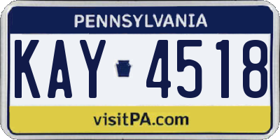 PA license plate KAY4518