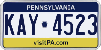 PA license plate KAY4523