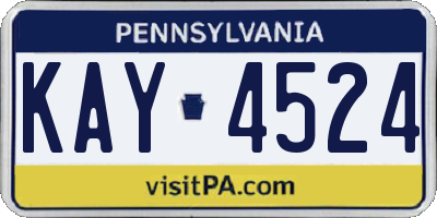 PA license plate KAY4524