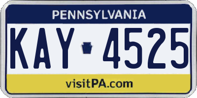 PA license plate KAY4525