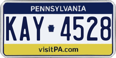 PA license plate KAY4528