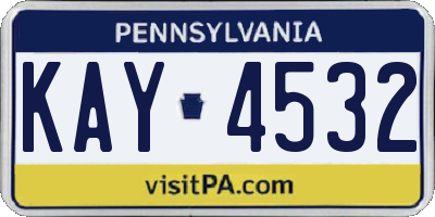 PA license plate KAY4532
