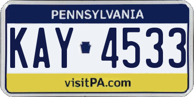 PA license plate KAY4533