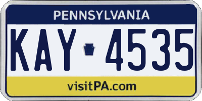 PA license plate KAY4535