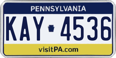 PA license plate KAY4536