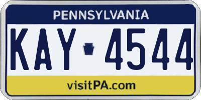 PA license plate KAY4544