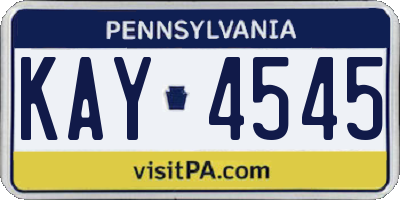 PA license plate KAY4545