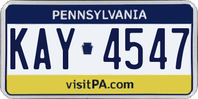 PA license plate KAY4547