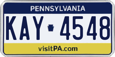 PA license plate KAY4548