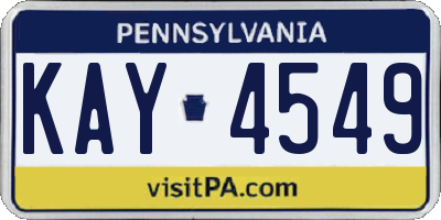 PA license plate KAY4549