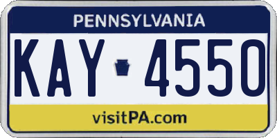 PA license plate KAY4550