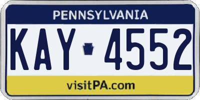 PA license plate KAY4552