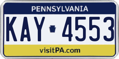 PA license plate KAY4553