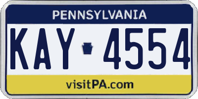 PA license plate KAY4554
