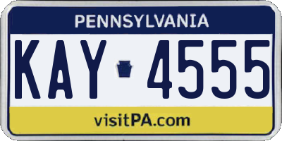 PA license plate KAY4555