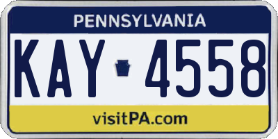 PA license plate KAY4558