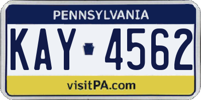 PA license plate KAY4562