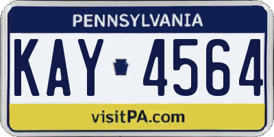 PA license plate KAY4564