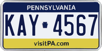 PA license plate KAY4567