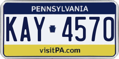 PA license plate KAY4570