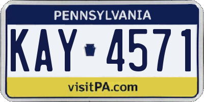 PA license plate KAY4571