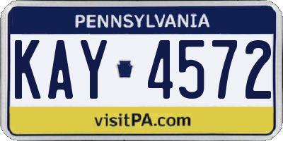 PA license plate KAY4572