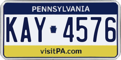 PA license plate KAY4576
