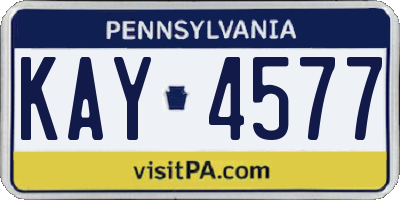 PA license plate KAY4577