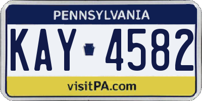 PA license plate KAY4582