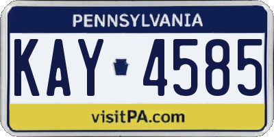 PA license plate KAY4585