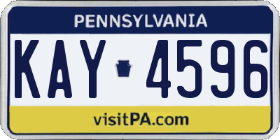 PA license plate KAY4596