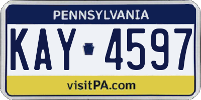 PA license plate KAY4597