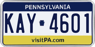 PA license plate KAY4601