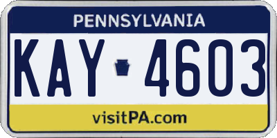 PA license plate KAY4603
