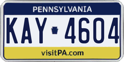 PA license plate KAY4604