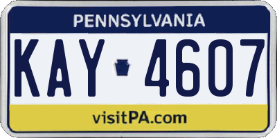 PA license plate KAY4607