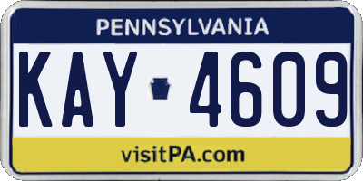 PA license plate KAY4609