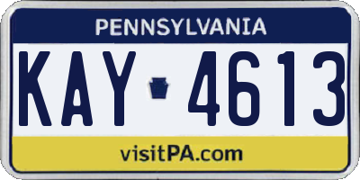 PA license plate KAY4613
