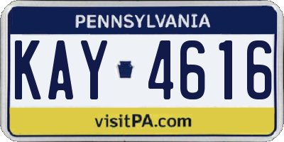 PA license plate KAY4616