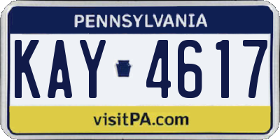 PA license plate KAY4617