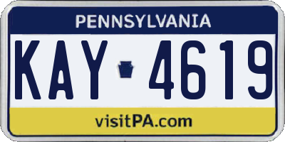 PA license plate KAY4619