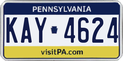 PA license plate KAY4624