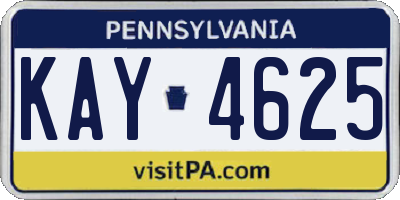 PA license plate KAY4625
