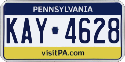 PA license plate KAY4628
