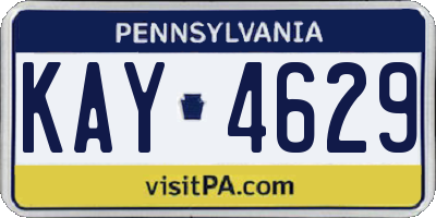 PA license plate KAY4629