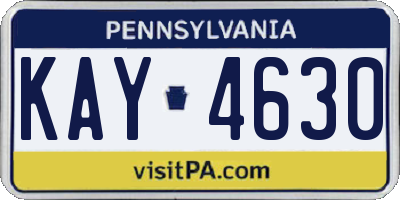 PA license plate KAY4630