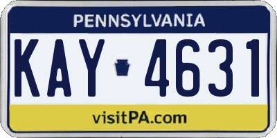 PA license plate KAY4631