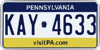 PA license plate KAY4633